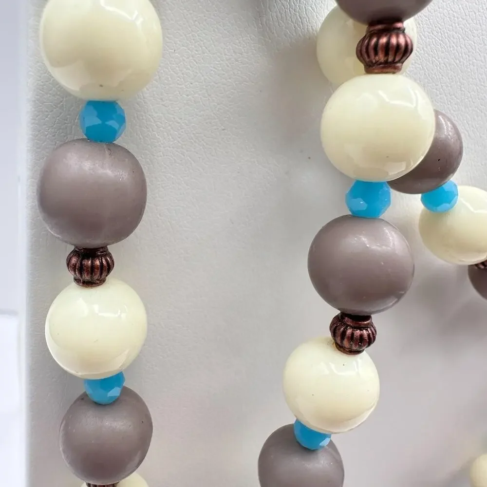 Vintage 90s RoRo Multi-Strand Beaded Necklace Earring Set Boho Fashion Jewelry